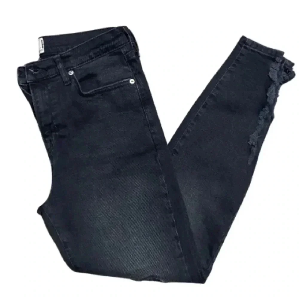 Free People About A Girl Black  Distressed High Rise Skinny Jeans 29 - Picture 5 of 9
